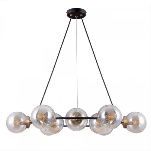 Люстра подвесная Планета CL105195 Citilux янтарная прозрачная на 9 ламп, основание венге в стиле современный лофт шар